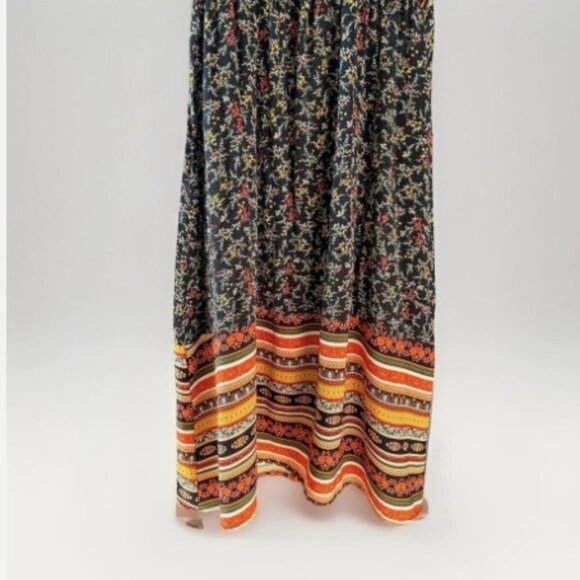 Flamingo Women's Midi Dress Boho 70's Floral Stretch Casual Size Small - Picture 4 of 7